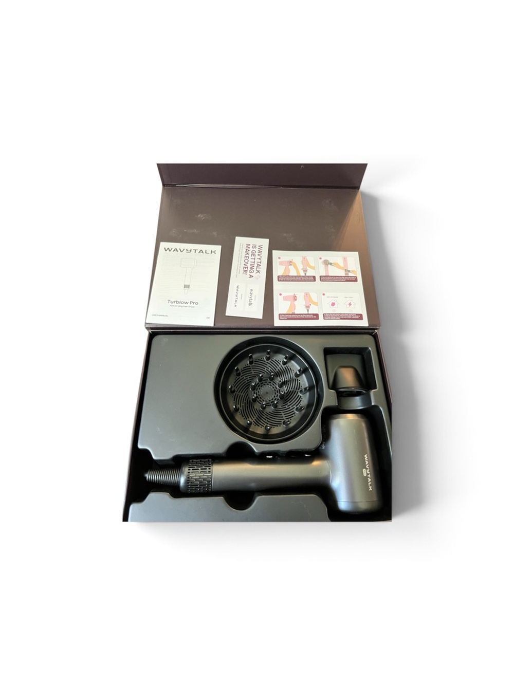 WAVYTALK Turblow Pro Hair Dryer in Black with Diffuser & Nozzle